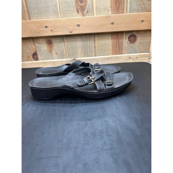 Ecco Womens Black Leather Slide Sandals Size 40 EU US 9 - 9.5 - Picture 4 of 6